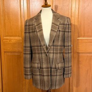 Lauren Ralph Lauren Brown Plaid Wool Blazer Jacket